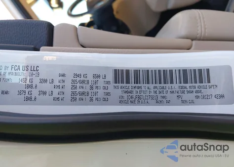 2020 Jeep Grand Cherokee Limited 4X4 from USA, damaged, VIN 1C4RJFBG7LC173213